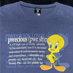 -Vintage Tweety Bird Pwecious Definition Navy T Shirt 
-Size XL